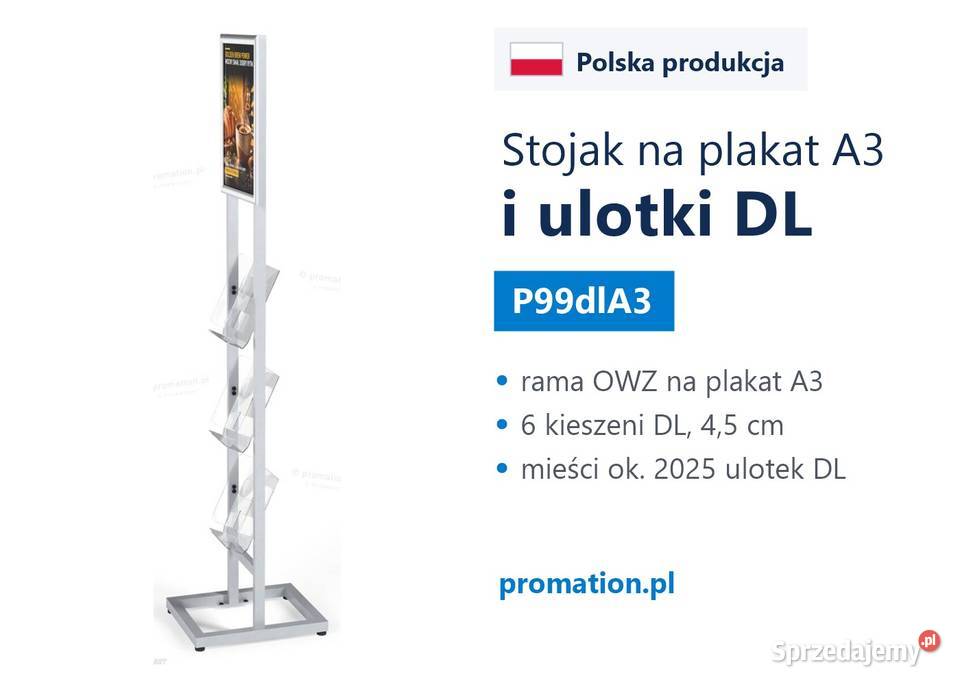 Srebrny wolnostojący stojak na broszury i ulotki Poznań sprzedam