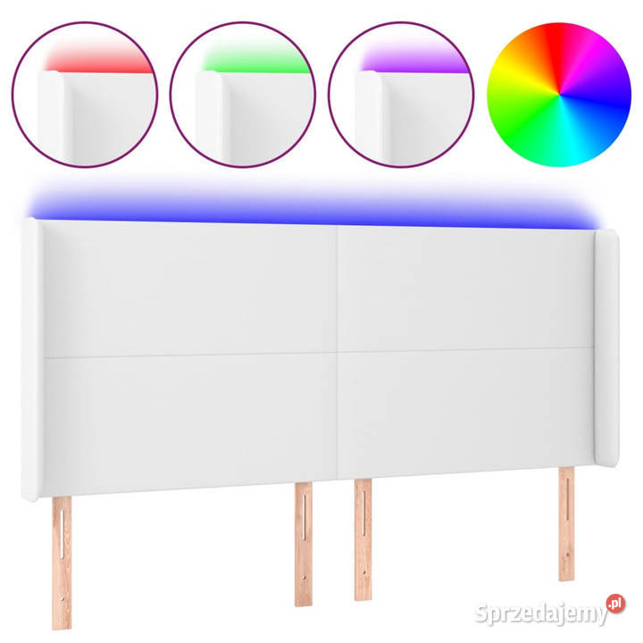 Zagłówek do łóżka z LED biały 203x16x118128 Warszawa