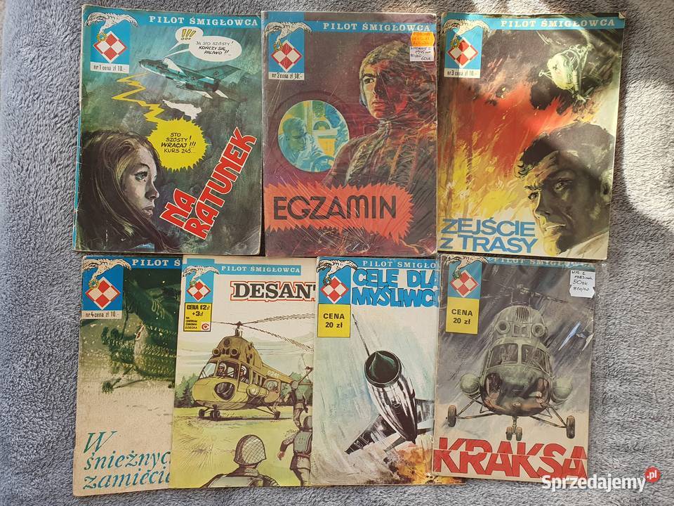 Pilot Śmigłowca zestaw 7 komiksów wydanie 1 1975 Polskie Kultura i Rozrywka Gdynia