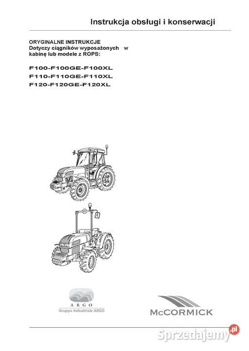 Instrukcja Obsługi McCormick seria F