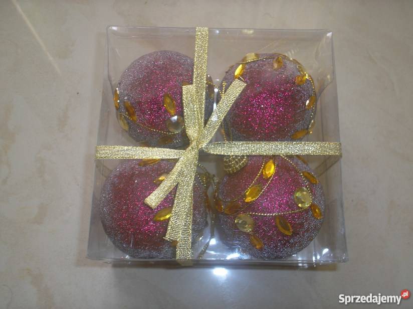 Brokatowe bombki choinkowe zestaw 4 sztuk Kraków sprzedam
