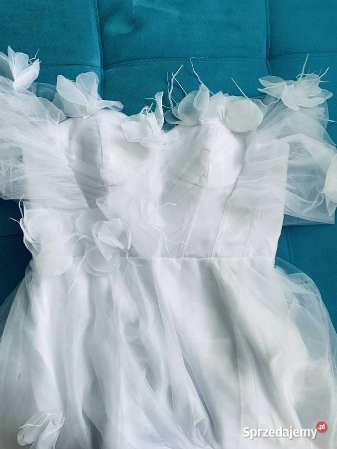 Suknia ślubna boho wiązana opadające rękawki