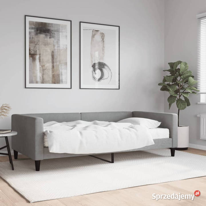 Sofa z materacem do spania jasnoszara tkanina Warszawa