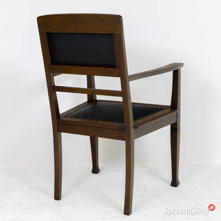 Fotel do biurka dębowy secesja antyk stary skóra Swarzędz