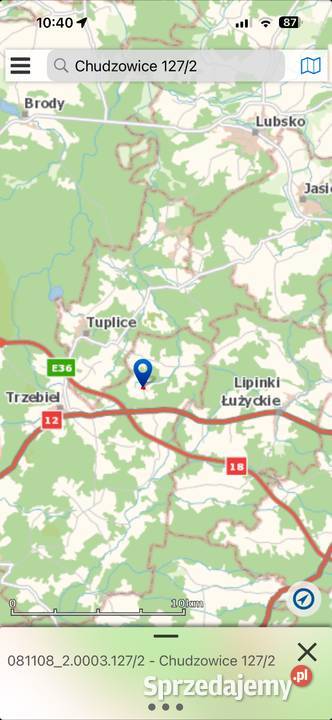 Działka budowlana drodze asfaltowej Sprzedaż lubuskie Chudzowice