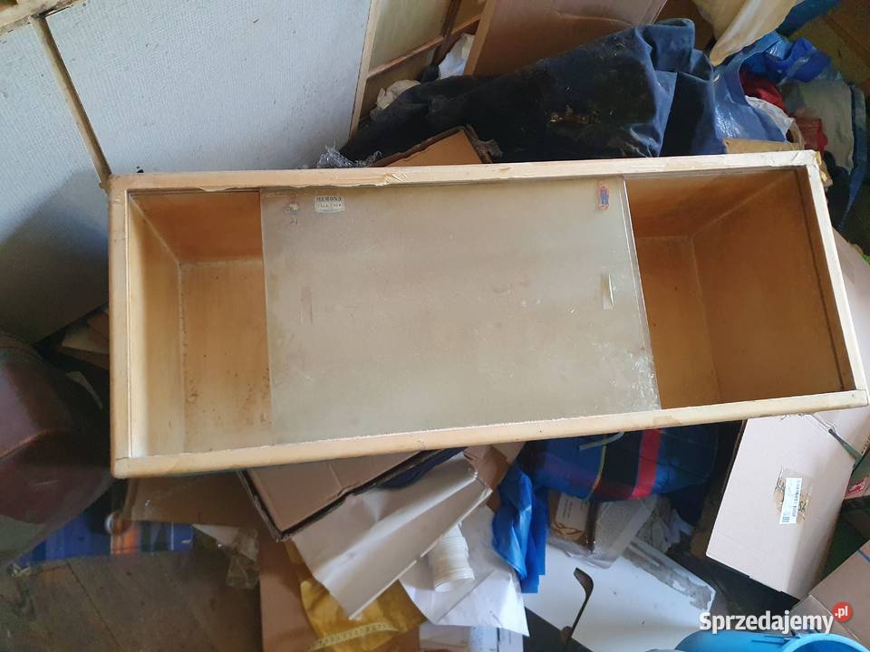Półka gablota z przesuwaną szybą drewniana mazowieckie Warszawa