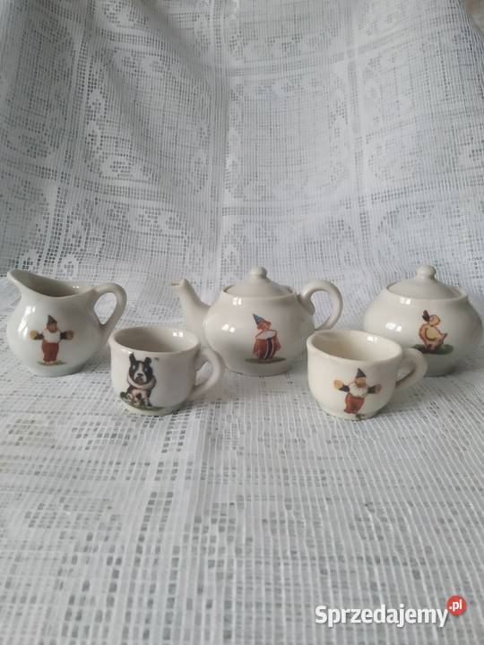 Porcelana miniaturowa do herbaty dzieci retro biały Katowice