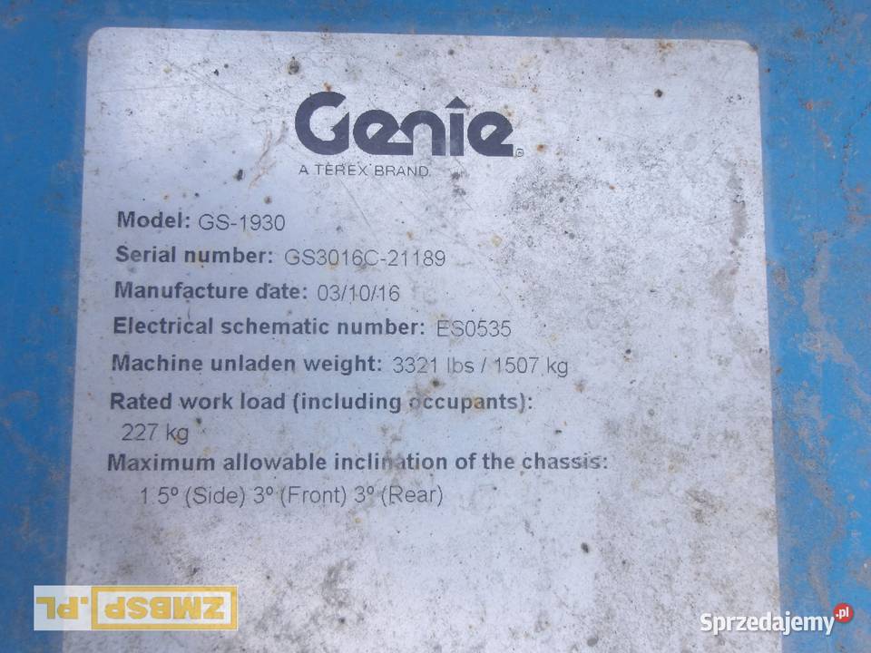 Podnośnik nożycowy zwyżka 8m Genie GS1930 nie wielkopolskie Pleszew