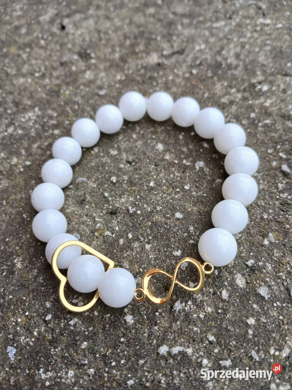 Bransoletka damska z Agatu białego serce i Kielce