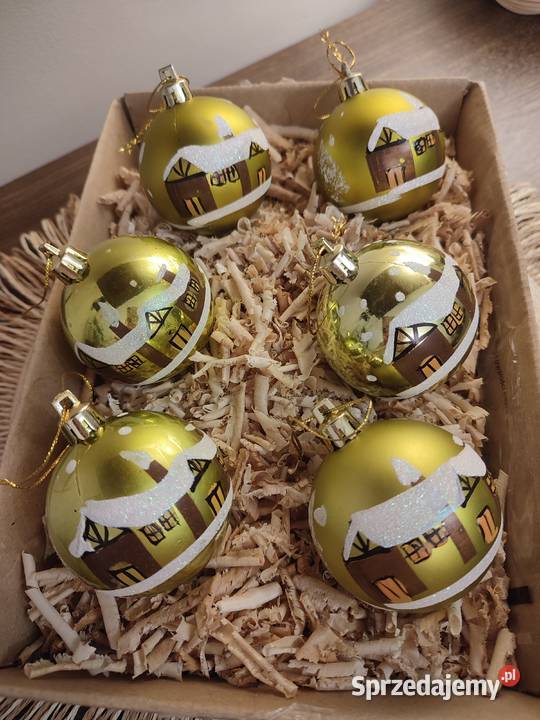 Bombki choinkowe złote ozdoba świąteczna domek Wyposażenie wnętrz śląskie Częstochowa sprzedam