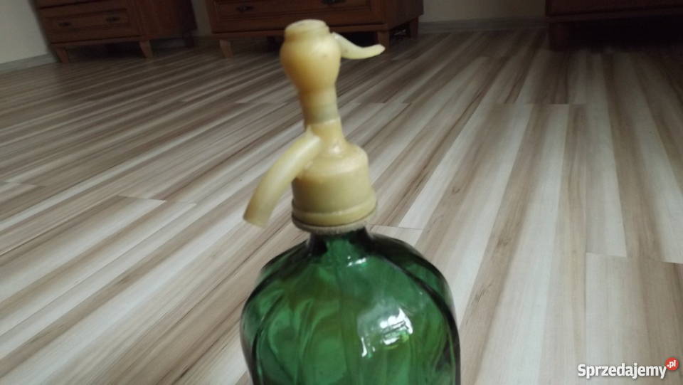 STARY szklany SYFON zielone szkło Grodziczno