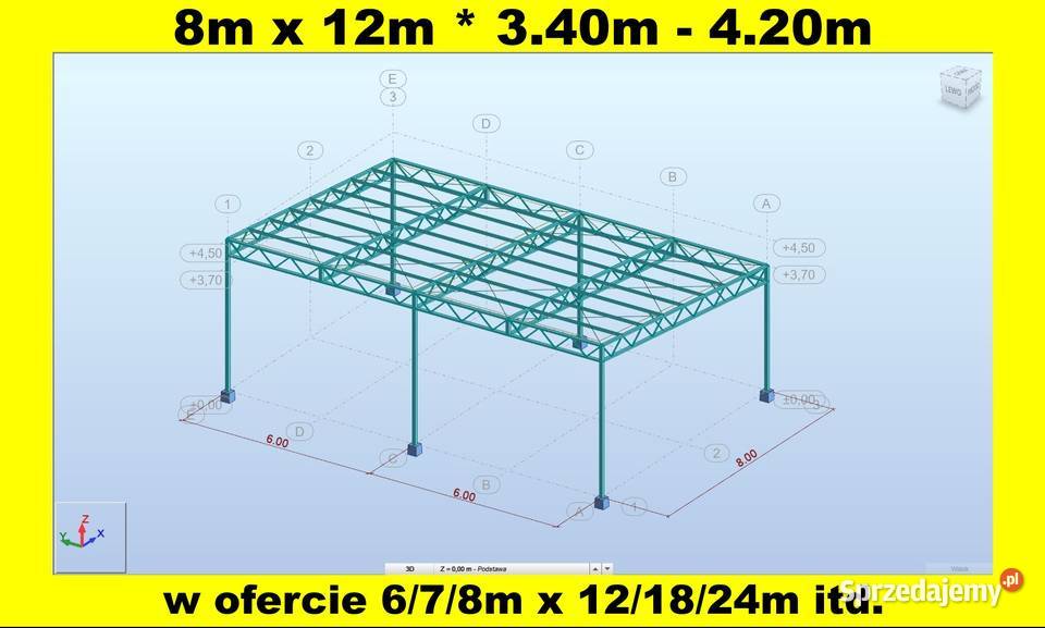 Konstrukcja Stalowa Dwuspadowa 7m x 12m 7x12 Rawa Mazowiecka