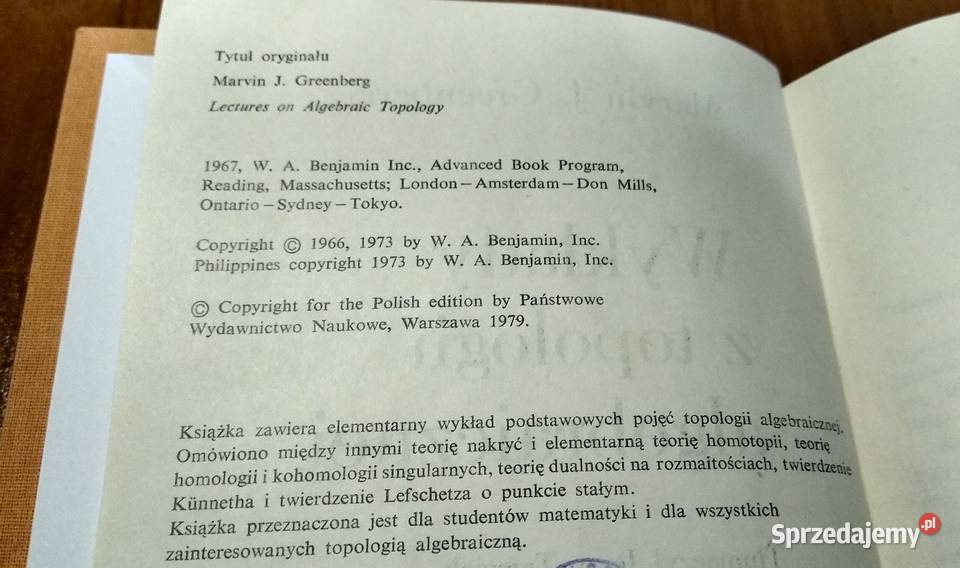 Wykłady z topologii algebraicznej Marvin J pomorskie Gdańsk