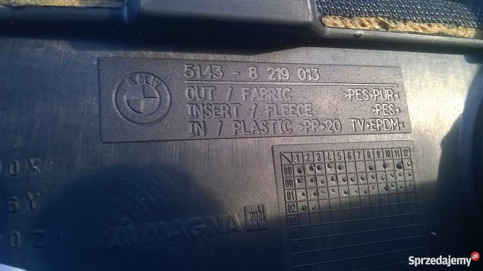 Wkład tapicerki lewej tylnej BMW E46 Cabrio Poręba