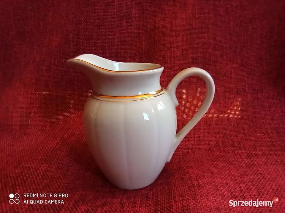 Mlecznik z białej porcelany BES Złocony na Gdańsk