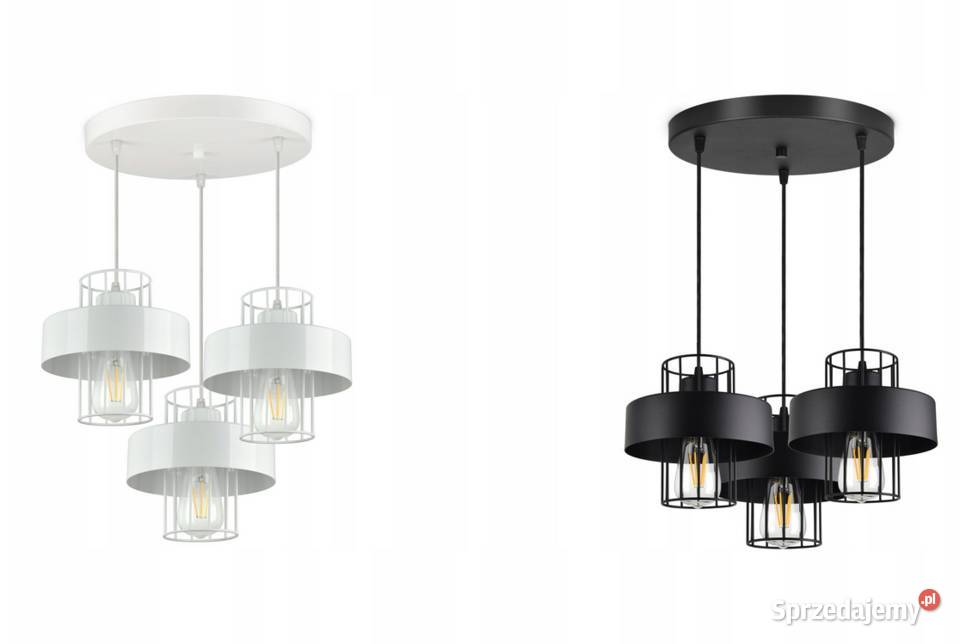 Lampa Wisząca Żyrandol Plafon Czarny Biały LOFT podlaskie Choroszcz