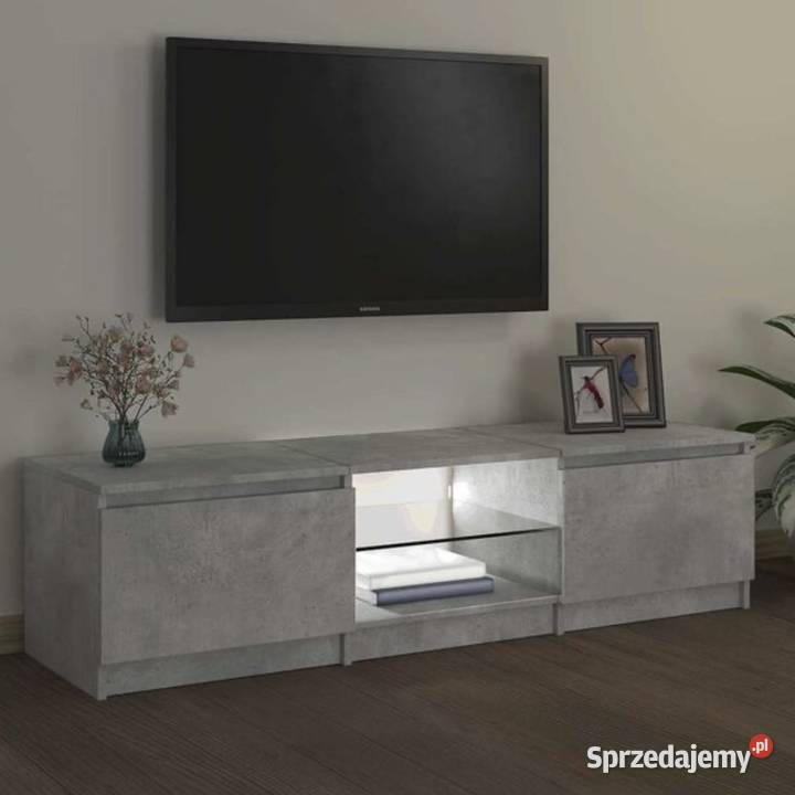 Szafka pod TV z LED szarość 140x40x36