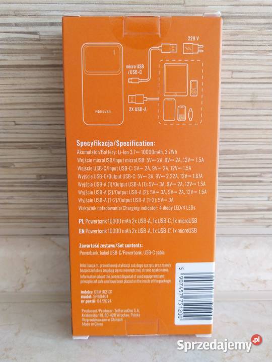 NAJTANIEJ Powerbank 10000 mAh USBC USBA Wysyłam Zabrze