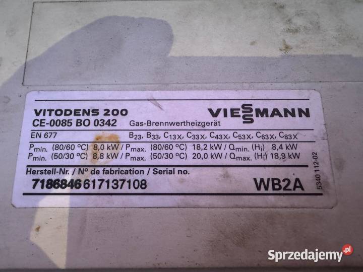 Piec gazowy Viessmann Vitodens 200 na części śląskie Jaworzno