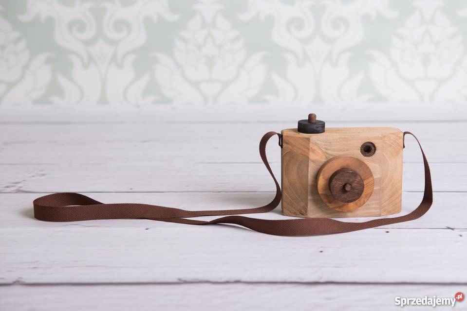 Mini aparat drewniany foto rekwizyt dziecięca Dekoracje i ozdoby