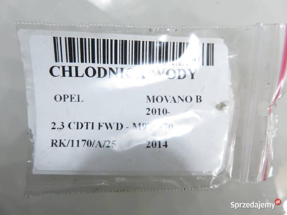 CHŁODNICA WODY OPEL MOVANO B 23 CDTI