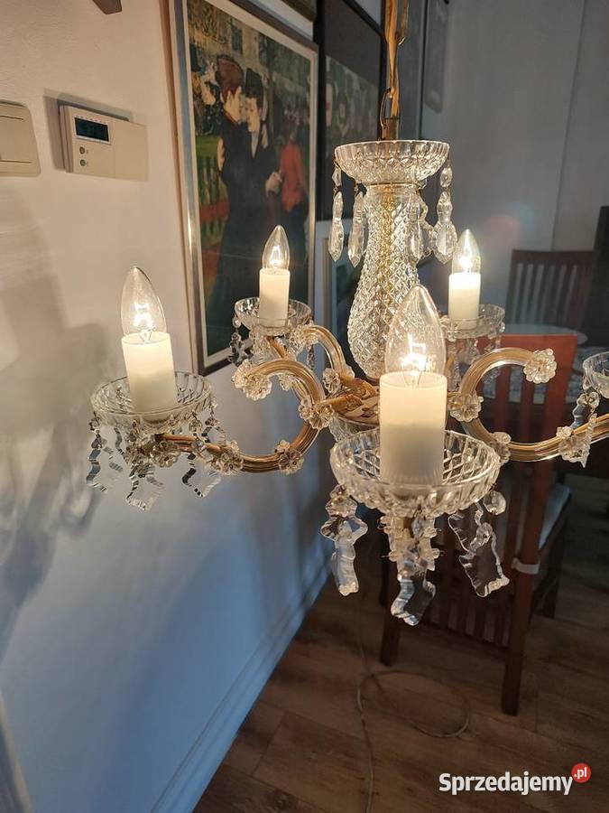 Lampa wisząca metal kryształ Czechosłowacja lata Lampy wiszące Legnica