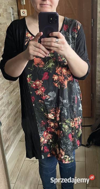 Sukienkatunika w kwiaty czarny Odzież damska Kłodawa