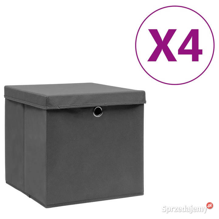 Pudełka z pokrywami 4 28x28x28 szare WM325192 Dom i Ogród mazowieckie