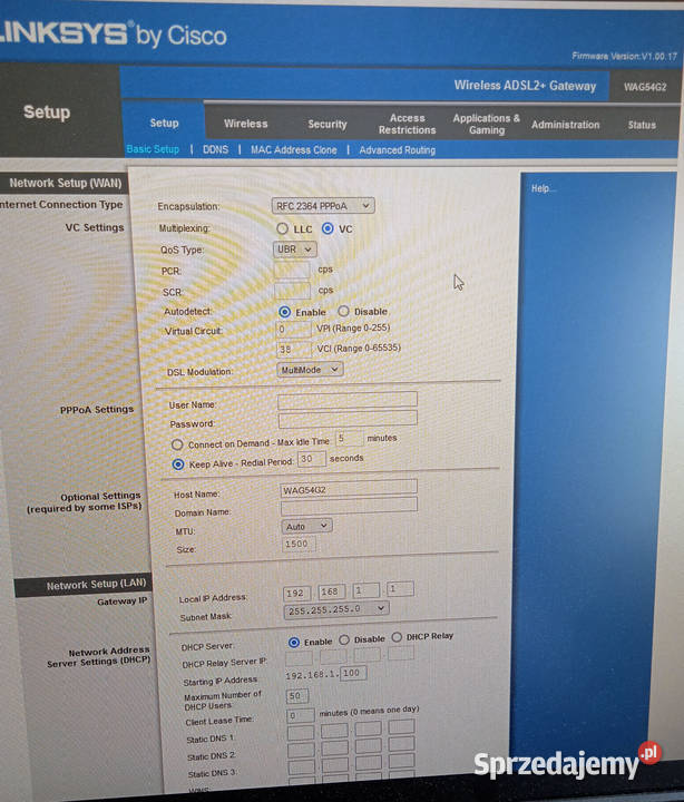 Cisco Linksys modem WAG54G2 Poznań