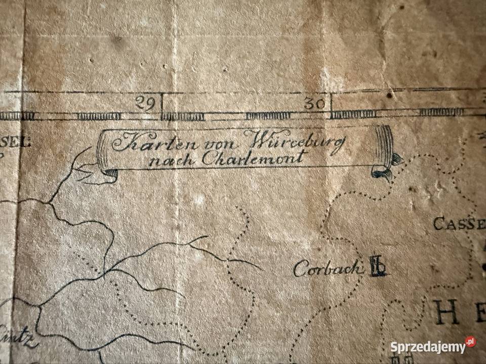 Mapa historyczna Hessen XIX wiek Mainz Niemcy Antyki Czerwionka-Leszczyny