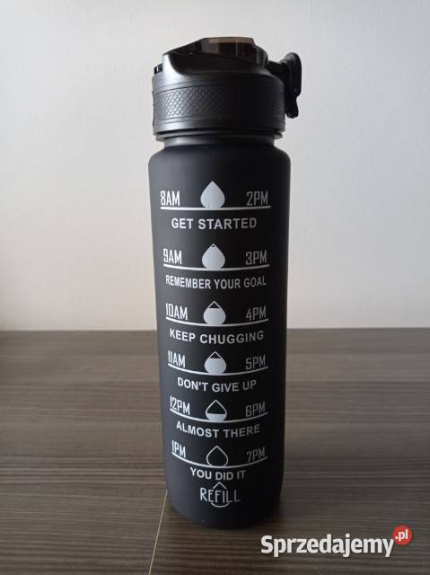 Butelka motywacyjna na wodę 1000 ml czarna