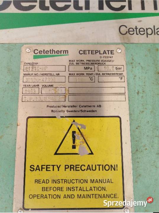 Wymiennik ciepła firmy CETEPLATE kocioł piec Szklarnie Czarny Las