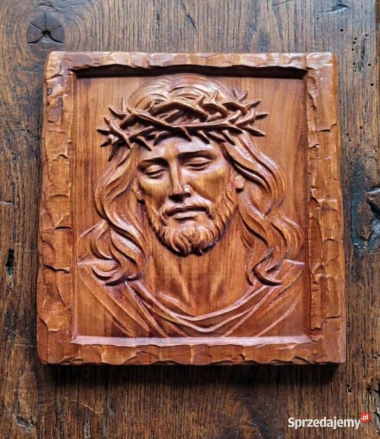 Jezus Chrystus płaskorzeźba w drewnie prezent na Nowy Targ