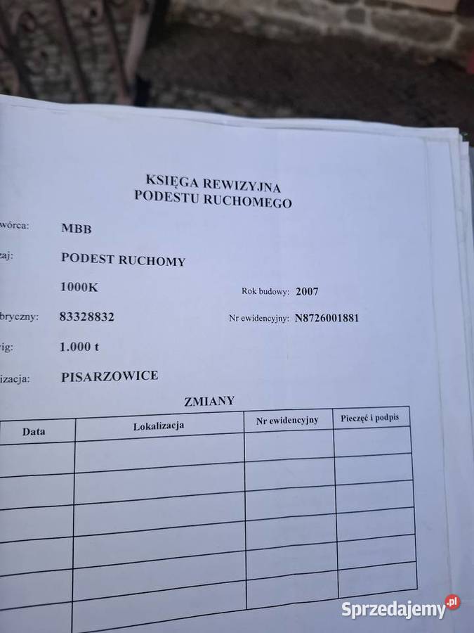 Windapodest ruchomy firmy MBB 1 tona udźwigu