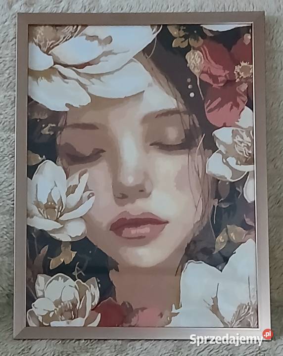 Kobieta i magnolie obraz malowany numerach Boguchwała sprzedam