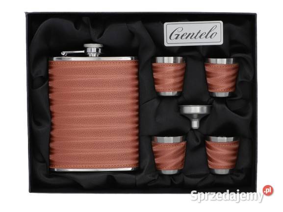 Elegancka Brązowa Piersiówka Obszyta Skórą w Pozostałe Dom i Ogród Ostrowy nad Okszą