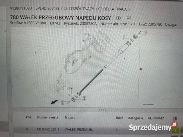 Claas wałek przegubowy Napędu kosy 0007422811