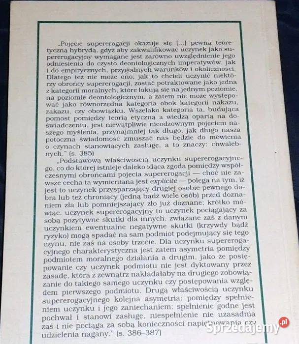 Supererogacja Zagubiony wymiar etyki A M Chełm