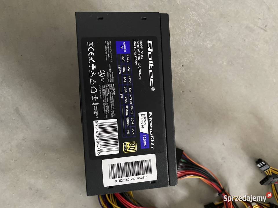 Zasilacz komputerowy Qoltec Atx 1250w 80 Plus Warszawa