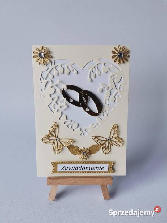 ZAWIADOMIENIA ŚLUB OBRĄCZKI W SERCU KORONKA C6 wielkopolskie sprzedam