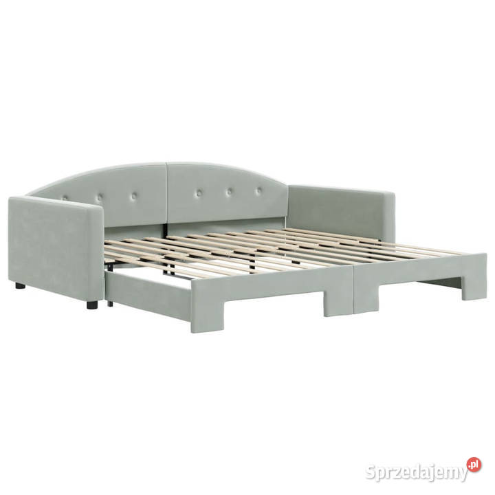 Sofa rozsuwana jasnoszara aksamit 100x200 Warszawa