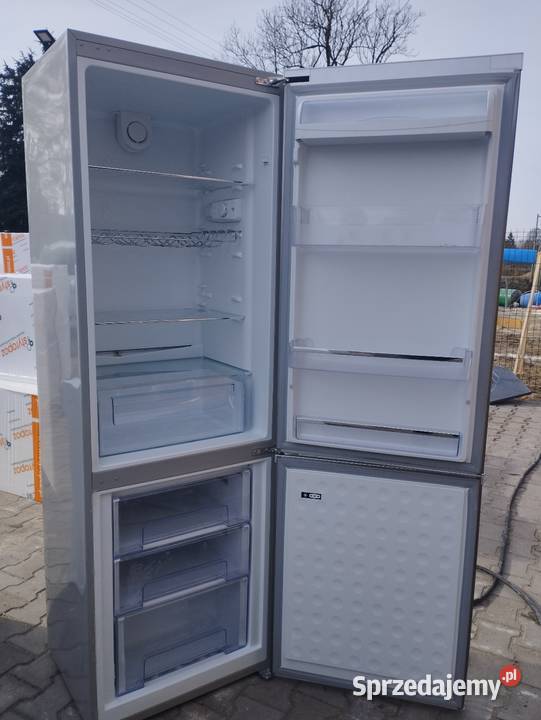 Duża srebrna lodówko zamrażarka wielkopolskie Szamotuły