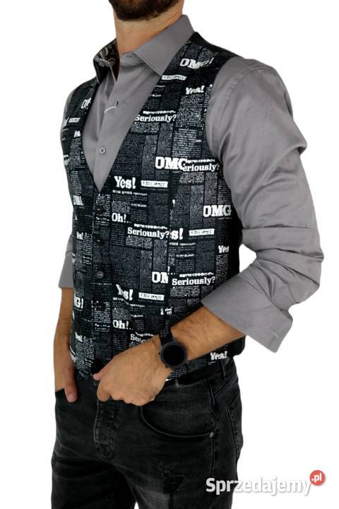 GIOVANNI PERA Kamizelka Męska D610 gazeta różne