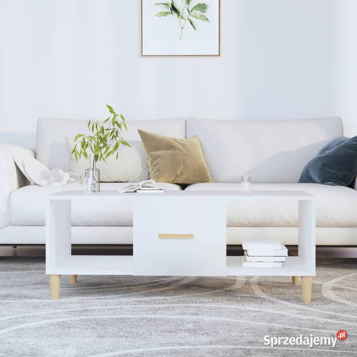 Stolik kawowy biały 102x50x40 materiał Stoły Meble Warszawa