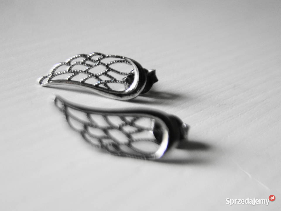 Śliczne kolczyki skrzydełka srebro 925 mazowieckie Warszawa