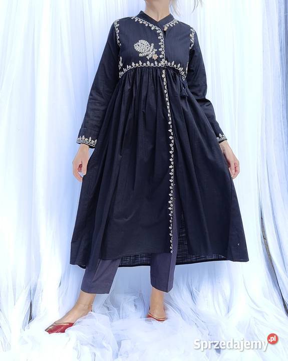 Orientalna czarna suknia tunika S 36 bawełna Rozmiar 36(S) Szczecin sprzedam