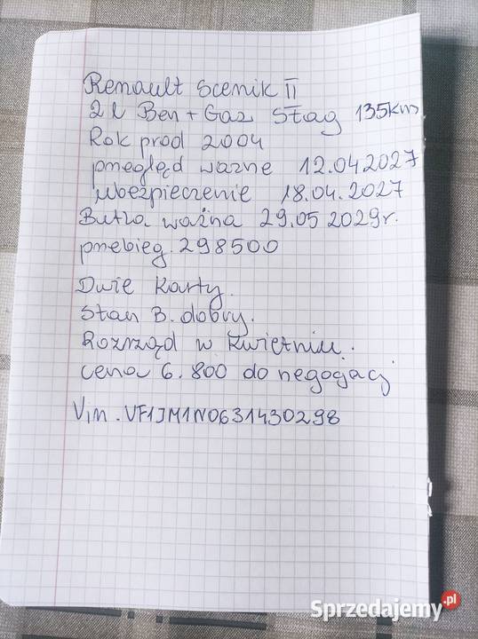 Renault Scenic II 20 benzyna 135 gaz STAG 135KM