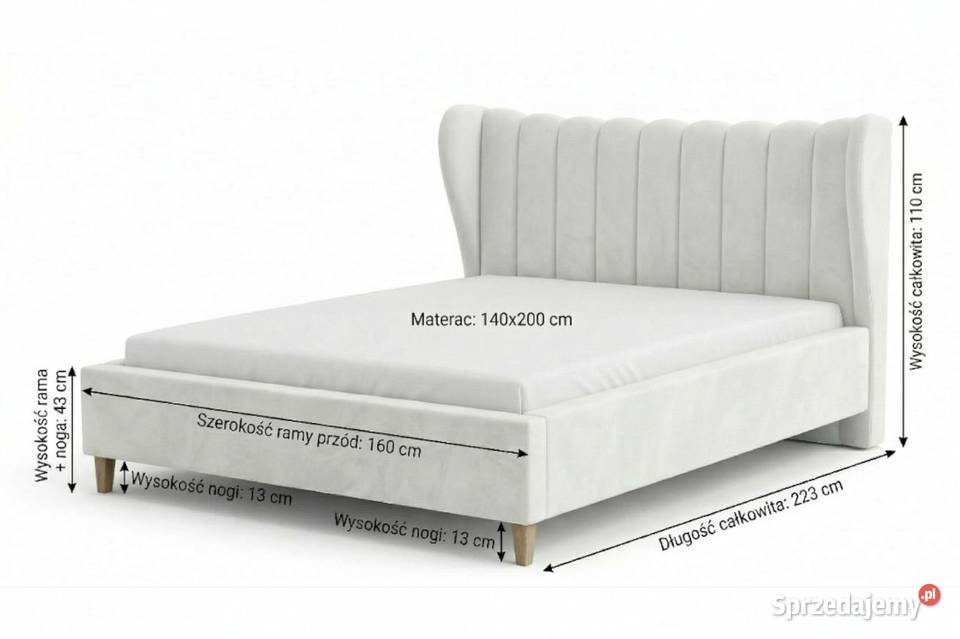 Jasmine Łóżko tapicerowane podwójne 140x200 160cm Łóżka mazowieckie Siedlce