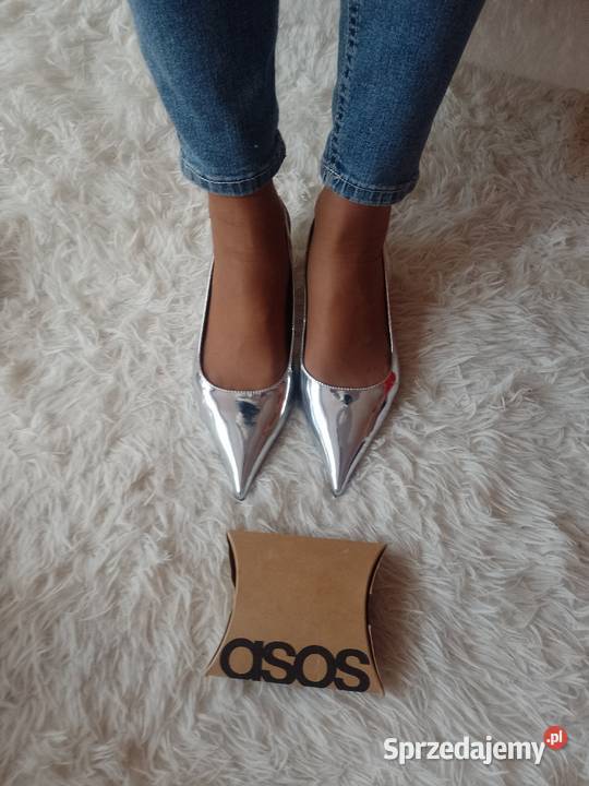 40 ASOS Design Srebrne czółenka z odkrytą piętą Kraków