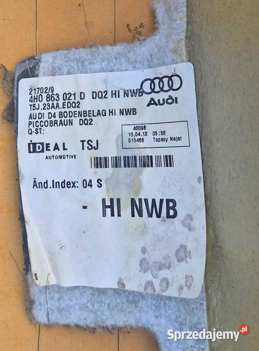 AUDI A8 D4 WYKŁADZINA PODŁOGOWA PRZÓD TYŁ